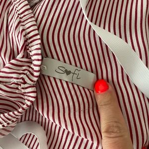 Women jumpsuit cotton stripped red and white size M made in Italy